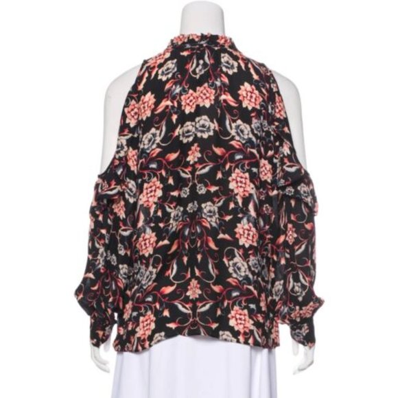 Parker 154308 Women's Ruffle Cold Shoulder Blouse V-Neck Edelweiss Sz. Small - Picture 4 of 5